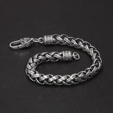 Sterling Silver 925 Bracelet For Men Punk Rock Six Character Mantra Hand Woven Buddha Jin Gangchu Bracelet Peace Jewelry