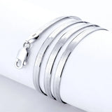 S925 Sterling Silver Necklace Bright Platinum-plated Blade Chain Flat Snake Bone Chain Clavicle Silver Chain Factory Wholesale