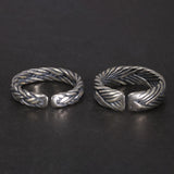 S925 Sterling Silver 2 and 4 Lines Braided Rings Handmade Viking Bands Adjustable Size 5-10 Handcrafted Jewelry