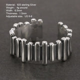 S925 Sterling Silver Viking Rings For Men and Women Irregular Stripes Opening Adjustable Size 6-11 Unique Handmade Jewelry