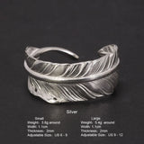 Pure Solid 925 Sterling Silver Vintage Indian Anren Feather Ring Adjustable Japanese Personality Men's and Women's Jewelry