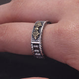 925 Sterling Silver Pixiu Vajra Pestle Band Ring for Men Women Rotatable Prayer Wheel Carved Six Word Vintage Buddhist Jewelry