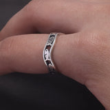 100% 925 Sterling Silver Retro Fish Ring Women Men Hollowed out Twist Wave Lucky Fish Opening Ring Fashion Party Jewelry Gift