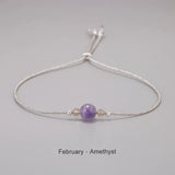 Handmade Birthstone Bracelet Girl Women 12 Months Natural Stone Braided Rope Friendship Bracelet Adjustable Minimalist Jewelry