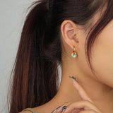 925 Sterling Silver Abalone Shell Small Drop Earrings Women Gold Turquoise Natural Stone Hoop Earrings Vintage Fashion Jewelry
