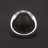 925 Sterling Silver Round Black Onyx Stone Signet Ring for Men Classic Turkish Rings Retro Fashion Punk Wedding Party Jewelry