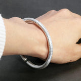 999 Pure Silver Bangles for Women Heart Sutra Buddhist Scriptures Engraved Mother Lover Gift Fine Sterling Silver Jewelry - GQTORCH Jewelry