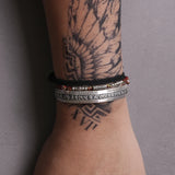 3pcs/set 999 Pure Silver Six Words Mantra Bangle for Men 925 Silver Fish Charm Tibetan Braided Thread Bracelet Buddha Jewelry