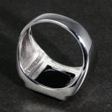 925 Sterling Silver Ring for Men With Black Square Onyx Natural Stone Mens Wedding Rings Turkish Male Jewelry