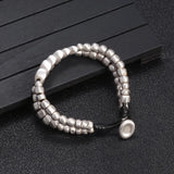 Original Design 999 Sterling Silver Women and Men Wheat ears Beaded Braided Bracelet Fashion Cowhide Rope Jewelry Accessories