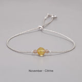Handmade Birthstone Bracelet Girl Women 12 Months Natural Stone Braided Rope Friendship Bracelet Adjustable Minimalist Jewelry
