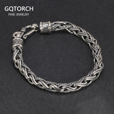 Real Pure 925 Sterling Silver Vintage Hand Braided Chain Bracelet Necklace Men's Jewelry Viking Armbands Punk Jewelry