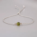 Handmade Birthstone Bracelet Girl Women 12 Months Natural Stone Braided Rope Friendship Bracelet Adjustable Minimalist Jewelry