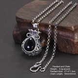 925 Sterling Silver Hollow Water Drop Agate Money Bag Pendant for Women Necklace Simple Jewelry