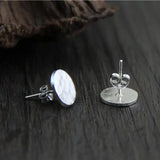 Handmade 925 Sterling Silver Stud Earrings For Women Simple Round Hammering Trace Pattern