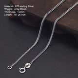 1.2mm Real 925 Sterling Silver Necklace Chain Men and Women Vintage Fox Tail Vintage Solid Thai Silver Italian Fine Jewelry