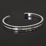 999 Pure Silver Six Character Mantra Bangle for Women Men High Polished Vintage Simple Buddhist Open Cuff Bracelet Jewelry