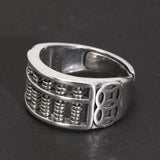 Real S925 Vintage Sterling Silver Wealth Coin Abacus Ring Open Style Men's and Women's Feng Shui Jewelry