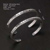 999 Sterling Silver Bracelet Open Six Character Commemorative Bangle for Men and Women Om Mani Padme Hum Buddhist Fine Jewelry