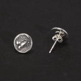 S925 Sterling Silver Earrings Prayer Hands Men's and Women's Round studs Retro Thai Silver Jewelry Gothic Punk Style