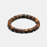 Genuine Natural Nanmu Wooden Beaded Bracelet Men Handmade Tibetan Buddha Hand String Barrel Rosary Prayer Beads Bracelet - GQTORCH Jewelry