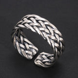 Genuine 925 Sterling Silver Woven Men's and Women's Rings Simple Retro Punk Adjustable Viking Jewelry