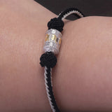 925 Sterling Silver Six Words Tube Charm Bracelet for Men Women Handwoven Rope Braided String Retro Buddhist Talisman Jewelry