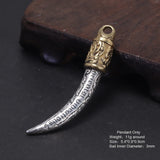 Real Pure 925 Sterling Silver Jewelry Wolf Tooth Pendant Necklace for Men Amulets and Talismans Retro Punk Viking Animal Jewelry