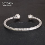 Genuine 990 Sterling Silver Tibetan Bangle Men's and Women's Heart Sutra Adjustable Bracelet Bracelet Good Luck Jewelry