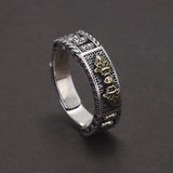 925 Sterling Silver Pixiu Vajra Pestle Band Ring for Men Women Rotatable Prayer Wheel Carved Six Word Vintage Buddhist Jewelry