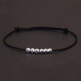 925 Sterling Silver Small Bead Braided Rope Bracelet Anklet for Women Men Grey Red Black Thin Friendship Bracelet Trendy Jewelry