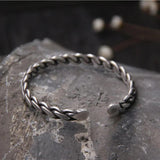 925 Sterling Silver Viking Armband For Women Handcrafted Braided Cuff Bangles Antique Silver Bracelet - GQTORCH Jewelry