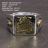 925 Sterling Silver Rune Mantra Rings For Men Bring in Wealth and Treasure Religious Jewelry Opening Type