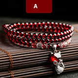 Wine Red Garnet Bracelets For Women Natural Gemstone 925 Sterling Silver Jewelry Fox Gourd Pixiu Snowflake Charm Best Gift Girls