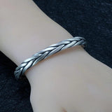 Heavy Solid 999 Pure Silver Twisted Bangles For Men Women Handcrafted Viking Armband Man Cuff Bangles - GQTORCH Jewelry