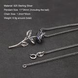 Original 925 Sterling Silver Antiqued Rose Pendant Necklace for Women Gothic Vintage Accessory Flower Jewelry Party Gift