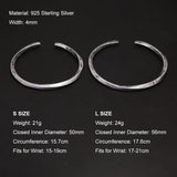 925 Sterling Silver Mobius Bracelet Cuff Bangle for Men Women 4mm Twisted Line Simple Retro Antiqued Wristband Bracelets - GQTORCH Jewelry