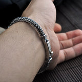 Viking Mens Bracelet 925 Sterling Silver Punk Men Jewelry Hand Braided Chain Wedding Birthday Party