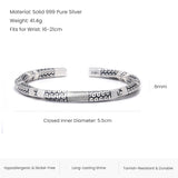 4pcs/set 999 Pure Silver Twisted Open Cuff Bangle Bohemian Rope Stackable Bracelets Constellation Symbol Ethnic Style Jewelry