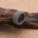 Handmade 925 Sterling Silver Wire Mens Braided Rings Vintage Woven Thai Silver Black Fine Jewelry - GQTORCH Jewelry