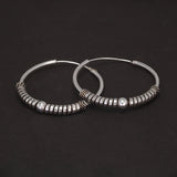 18mm 24mm 30mm 925 Sterling Silver Round Circle Earrings Vintage Punk Women Men Hoop Earrings With Silver Bead Handmade Jewelry