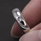 925 Sterling Silver Simple Flat Plain Zircon Wedding Band for Men Women Couple‘s Lovers Engagement Ring Jewelry Clearance Sale