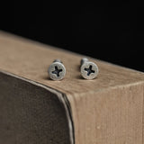 925 Sterling Silver Thai Silver Punk Hip-hop Style Earring Stud Fashion Screw Shape Personalized Accessories High Quality