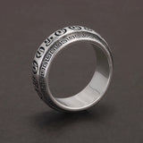 925 Sterling Silver Six Words Mantra Anti Anxiety Ring for Men Women 8mm Vintage Retro Spinner Prayer Buddhist Jewelry