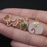 Clearance Sale 925 Sterling Silver Puppy Elephant Gemstone Small Pendant for Women 18k Gold Plated Natural Jade Cute Jewelry
