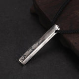 Vintage 925 Sterling Silver Nordic Viking Rune Month Necklace for Men Women 60cm Adjustable Rope String - GQTORCH Jewelry