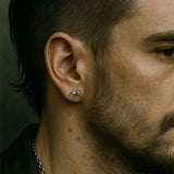 Solid 925 Sterling Silver Skull Angel Wing Stud Earrings for Men Women Punk Retro Street Gothic Ear Studs Creative Jewelry