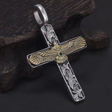 925 Sterling Silver Cross Eagle Pendant Necklace for Men Twisted Chain Gothic Vintage Punk Retro Male Jewelry Gift