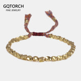 Handmade Tibetan Copper Bead Lucky Rope Bracelet & Bangles Adjustable String For Men And Women Wax Thread Bracelets - GQTORCH Jewelry