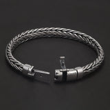 925 Sterling Silver 24cm Braided Plug Bracelet for Men Safety Buckle Bold Domineering Heavyweight Cool Punk Handmade Jewelry